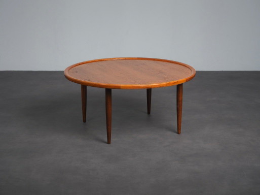 Tavolino da Caffè Rotondo Moderno Scandinavo in Teak, Danimarca, Anni '60