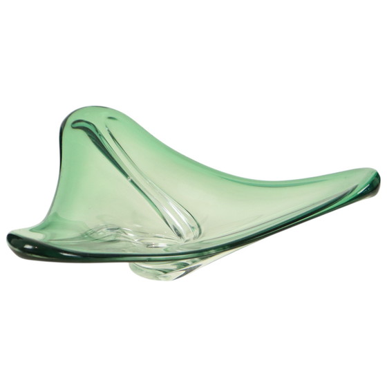 Image 1 of Coupe en cristal vert Val Saint Lambert