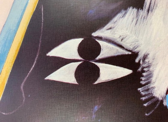 Image 1 of Horst Antes: "Figure Black and White 1967". Rara stampa artistica su carta robusta con texture telata. In ottime condi