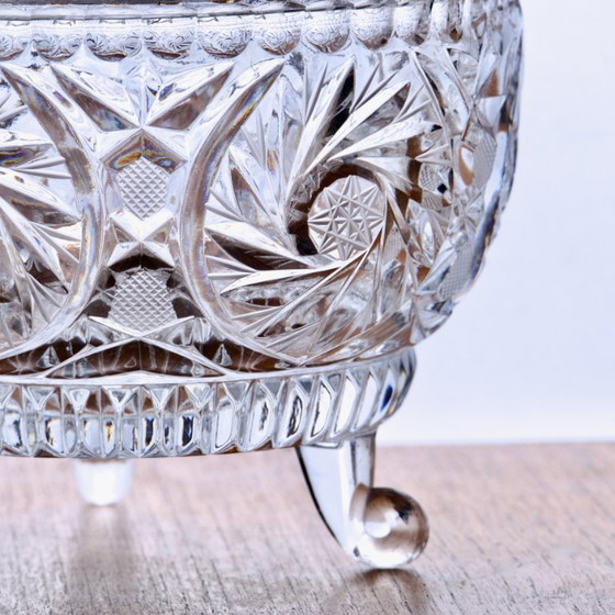 Image 1 of Grande antico piatto da dolciumi in cristallo della Belle Époque