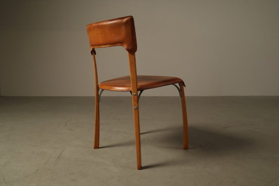 Ensemble de cinq chaises de salle à manger italiennes en cuir cognac, années 1990 – Wood, Leather (photo 9 of 15)