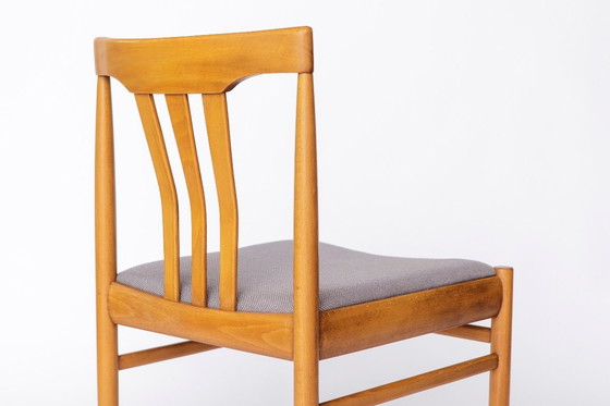Image 1 of Set of 4 Vintage German Dining Chairs, 1960s, Beechwood Frame, Newly Upholstered in Light Blue Fabric, Mid-Century Modern