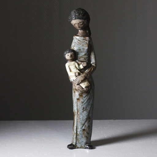 Elie Van Damme Amphora Bélgica - Escultura de cerámica maternidad años 50
