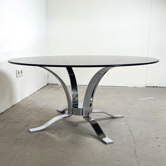 Image 1 of Table basse vintage en chrome et verre fumé