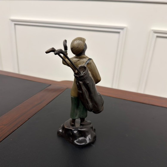 Scultura in Bronzo Antico Golfer Caddy – Sculture (photo 6 of 6)