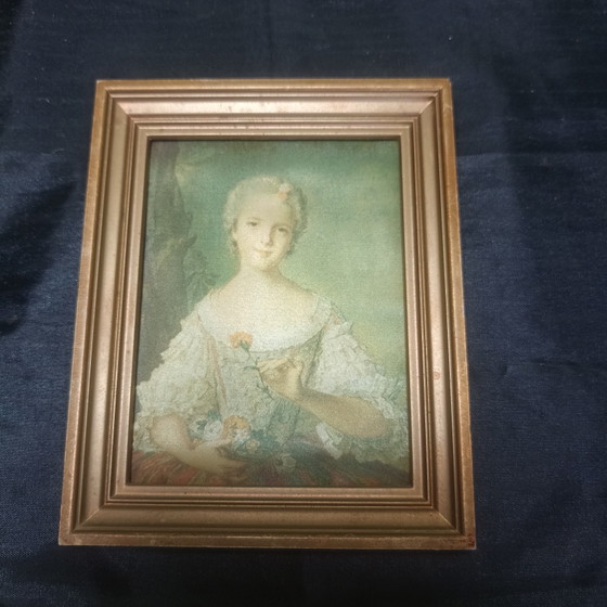Set of Vintage Miniature Paintings on Silk – Nattier & Renoir – Decorative Objects, Wood (photo 3 of 5)