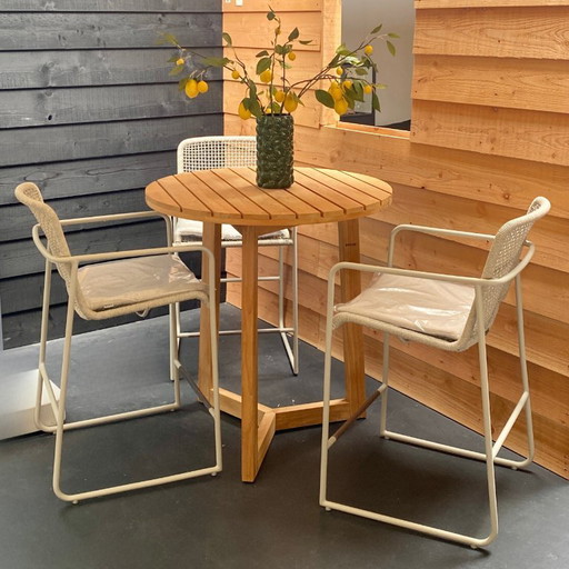 Table de jardin Borek Limone - Ø90 avec chaises de jardin MIRA