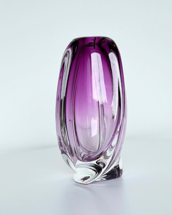 Image 1 of Val Saint Lambert “Milette” Crystal Vase by René Delvenne – Belgium, 1960s
