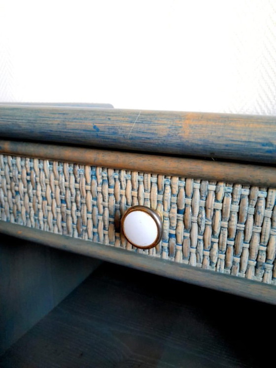 Image 1 of 2 vintage rotan nachtkastjes in Maugrion-stijl