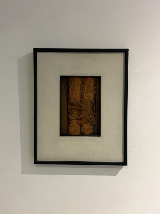 Vintage brutalistisch abstract kunstwerk – Schilderijen & Tekeningen, Wood, Canvas (photo 6 of 12)