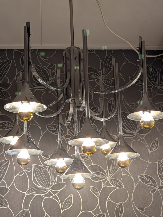 Trumpet Lamp Vintage Design Goffredo Reggini – Pendant lamps, Chrome, Metal (photo 8 of 10)
