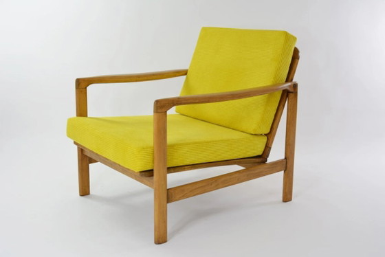 Image 1 of Fluorescerend gele corduroy futon fauteuil