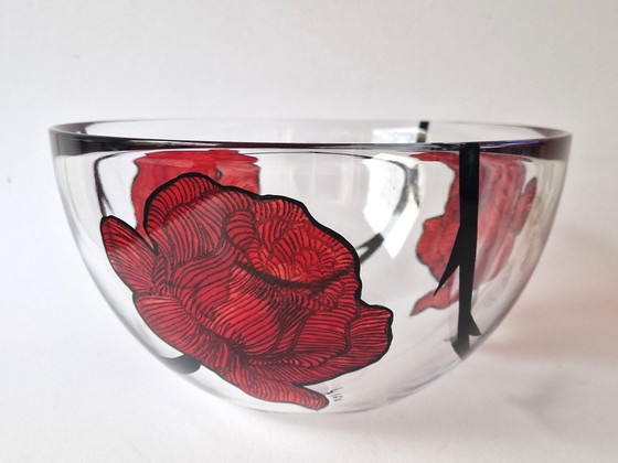 Image 1 of Kosta Boda - Grande ciotola con rose "Tattoo" di Ludvig Löfgren - Firmata