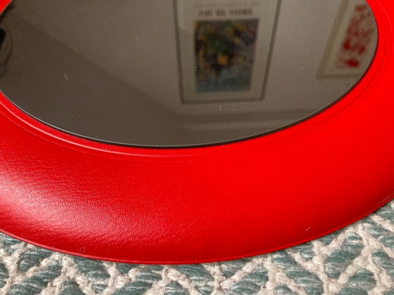 Image 1 of Rond & Rood - Vintage Spiegel - Wandspiegel in een kunstleren lijst