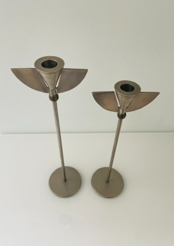 Image 1 of Vintage Memphis style candlesticks – set of 2