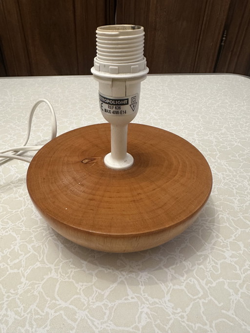 Small Turned Solid Wood Table Lamp – 80s