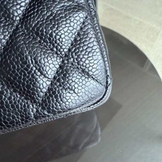 Image 1 of Chanel Seasonal Two-Tone Flap - Caviar 28CM Quilted Black Gold Hardware Series 21