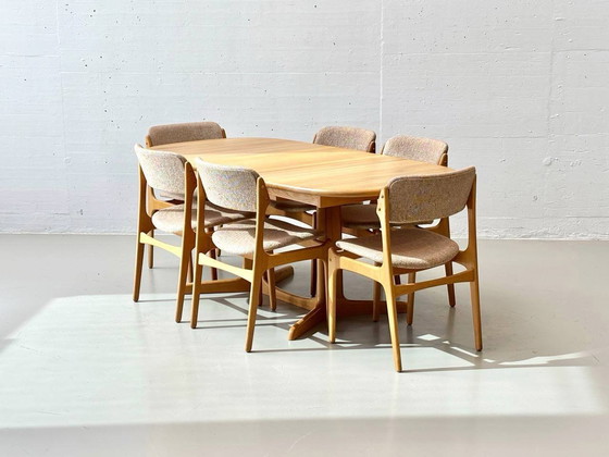 Image 1 of Set of table and 6 chairs by Erik Buch for Gudme Møbelfabrik A/S, 1960s