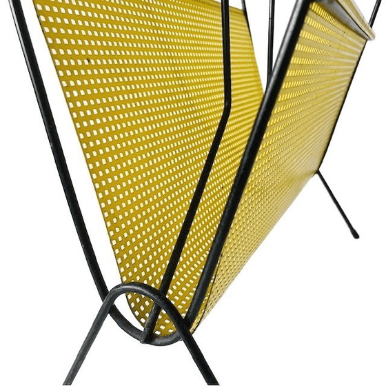 Image 1 of Porte-revues vintage Pilastro, style pop art, en métal jaune et noir, années 1950