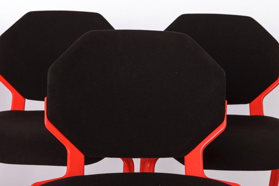 Image 1 of Space Age Chairs Set of 4, Fröscher Stacking Chairs, 1980s German Design, Hartmut Engel, IF Design Award