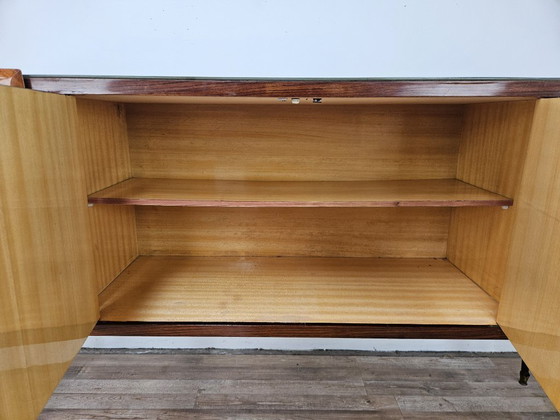 Image 1 of Mahogany-clad sideboard with glass top
