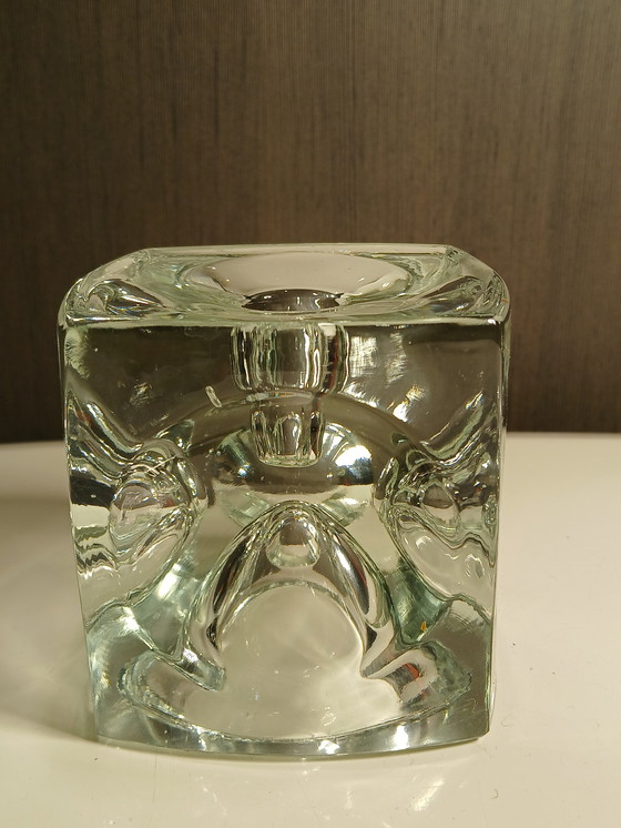 Image 1 of Portacandele a cubo in vetro in stile moderno di metà secolo