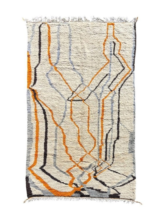 Image 1 of Marokkaans Azilal wollen tapijt 200x350 cm – Handgeweven Berber tapijt