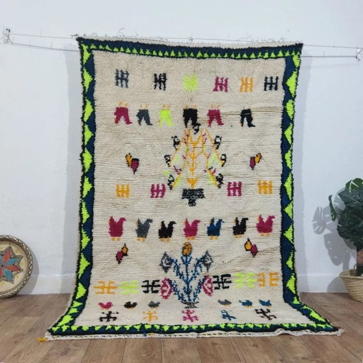 Tappeto berbero in lana Azilal – 100% lana dal Marocco, fatto a mano (227 × 148 cm)