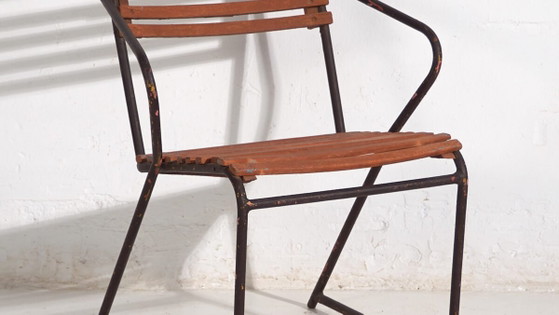 Antiker Outdoor-Stuhl mit Armlehnen (ca. 1920) – Gartenstühle, Wood, Iron (photo 3 of 30)