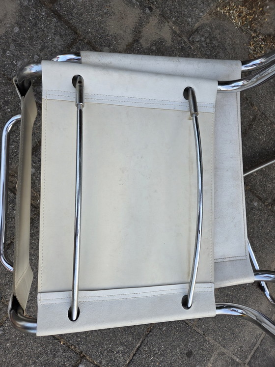 4 sedie di design, 1980 – Sedie da pranzo, Leather, Chrome (photo 9 of 9)