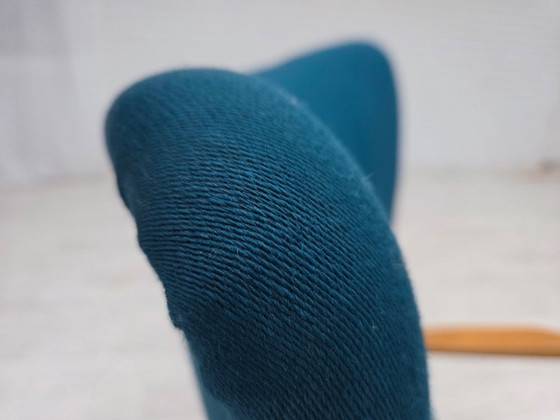 Image 1 of Anni '70, poltrona danese di Fritz Hansen, lana per mobili, legno di faggio laccato.