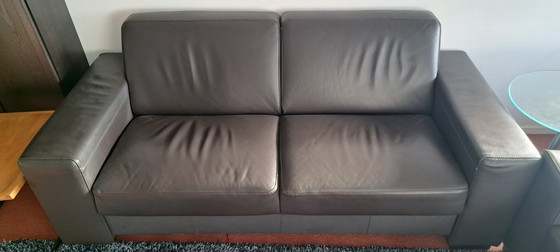 Image 1 of Black 2-seater sofa | sleek design | artificial leather