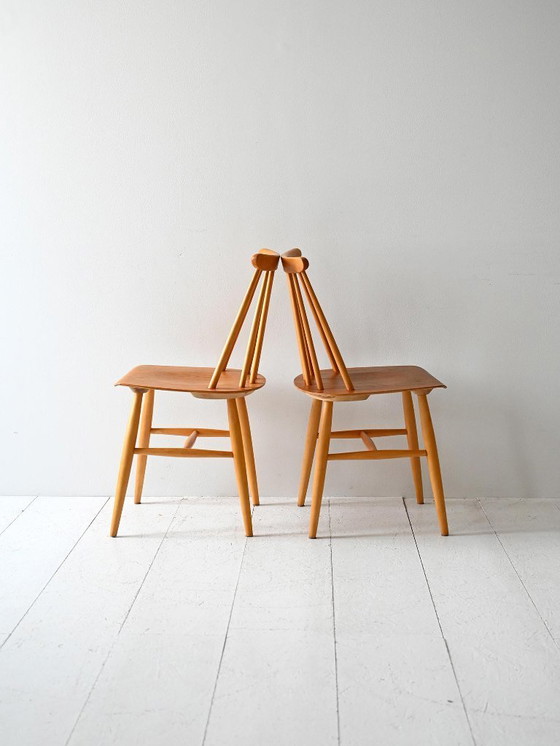 Image 1 of Coppia originale di sedie Fanett degli anni '50 di Tapiovaara