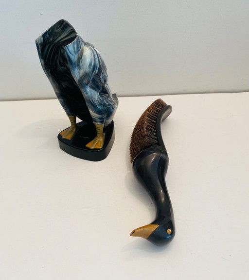 2 Vintage English brushes, as a duck