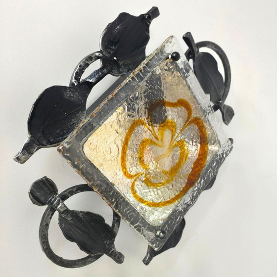 Image 1 of Wandlamp Brutalist jaren 60 Tom Ahlström & Ehrlich murano gietijzer mid century