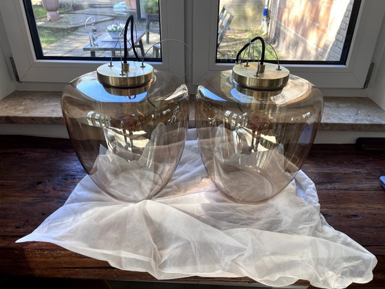 Image 1 of Lucide FLORIEN - Pendant light - Ø 28 cm - 1xE27 - Amber