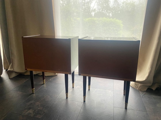 Image 1 of Unique Pair of Danish Design Nightstands – 1960s Mid-Century