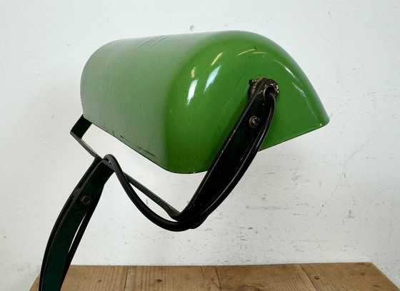 Image 1 of Vintage Green Enamel Bank Lamp, 1950s