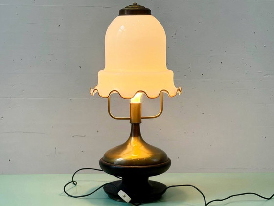 Image 1 of Table lamp with wavy glass shade, Murano glass, Italy, 1920s