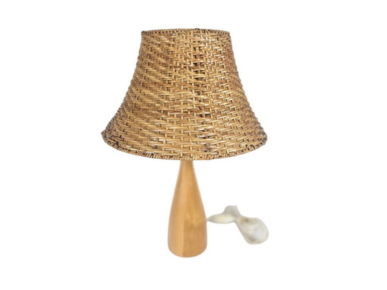 Image 1 of Ikea - Ikea LÄNS - lampe de table - bois - osier - type B 9804 - années 1990