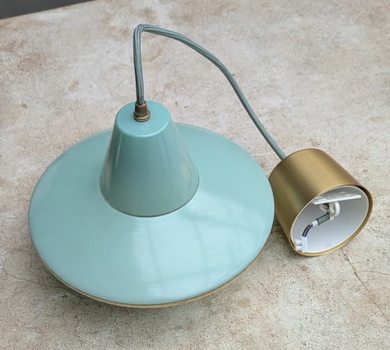 Image 1 of Franse Mintgroene hanglamp glas 60's
