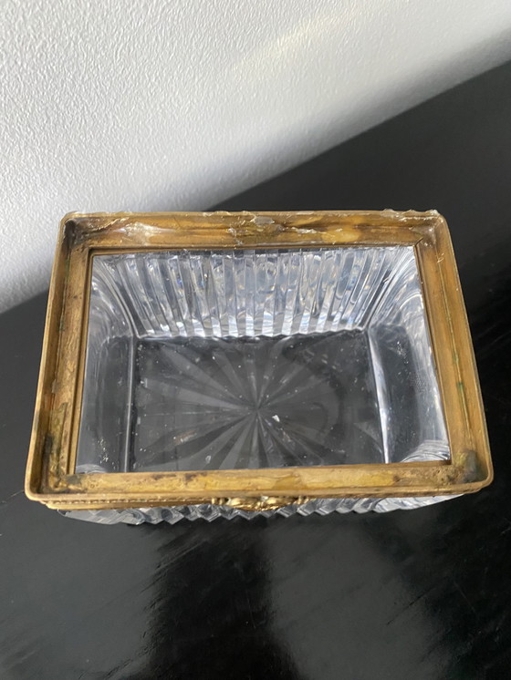 Image 1 of Jewelry box base in 19th century Baccarat cut crystal and Charles X bronze