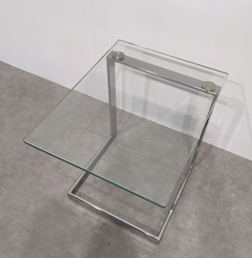 Side Table in Glass and Chromed