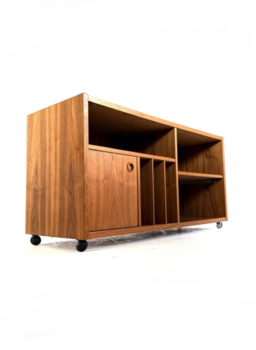 Mobile TV/mobile LP vintage in teak, Danimarca, Bornholm Møbelfabrik '70 – tv meubelen, Wood, Metal