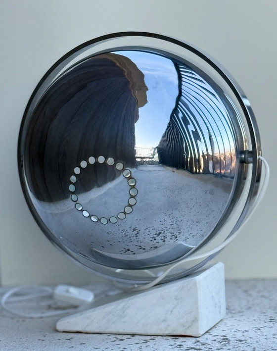 Image 1 of Vintage Space Age table lamp with marble base and swivel chrome metal shade