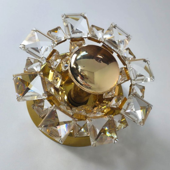 Image 1 of Lámparas de pared Palwa Alemania. Cristal dorado de mediados de siglo, años 70.