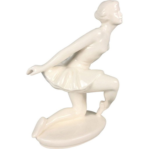 Vintage glazed ceramic sculpture of a Jihokera ballerina, Czechoslovakia 1960