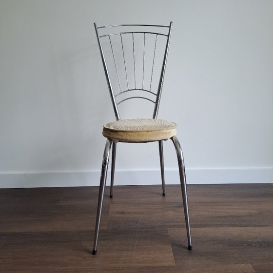 Image 1 of Ensemble de 2 chaises chromées vintage avec coussins