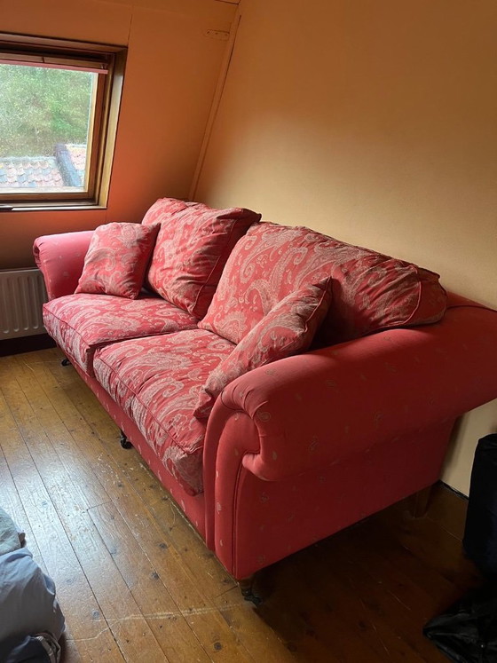 Divano a tre posti stile cottage inglese con motivo paisley, Divani 3 posti, Legno, Rosso, Klassiek (foto 2 di 5)