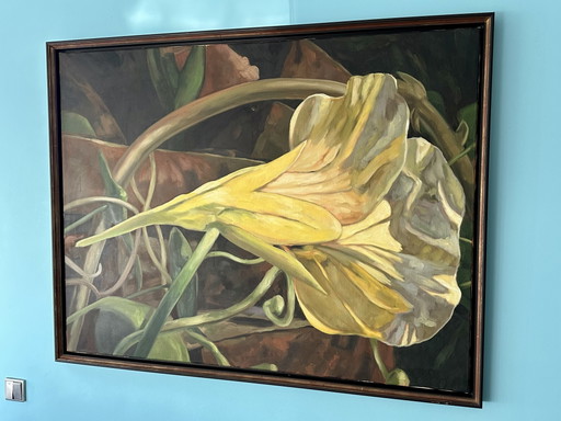 Vintage Theo Leijdekkers Smokey Painting 136.6 cm x 107 cm – schilderijen tekeningen, Canvas, Wood (photo 2 of 8)